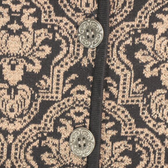 Chicos Cardigan Sweater Womens Small Brown Gold Black Cuffed Sleeve Buttoned - Picture 4 of 11